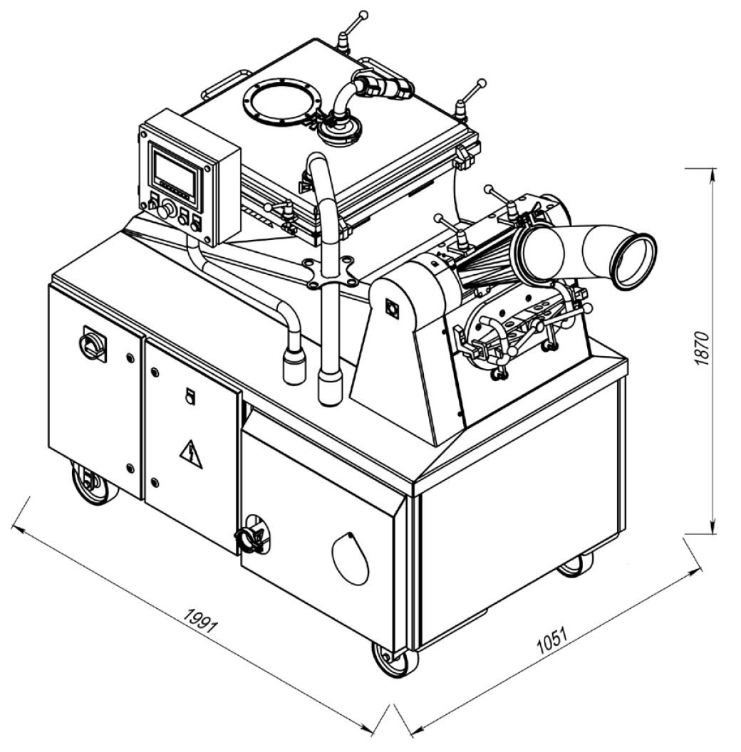 Dimensional diagram of the SII-BH homogenizer